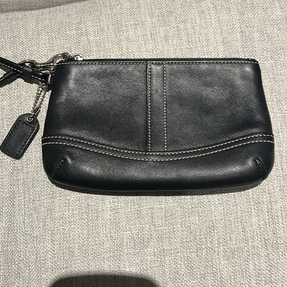 Black leather coach clutch. - Picture 2 of 4